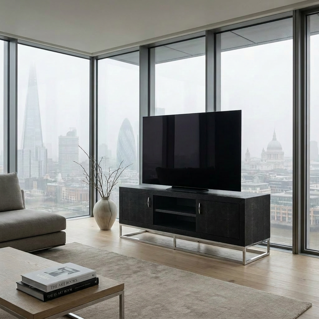 Hampton TV Unit in Black Shagreen