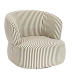 Parsac Olive Green and White Stripe Swivel Lounge Chair