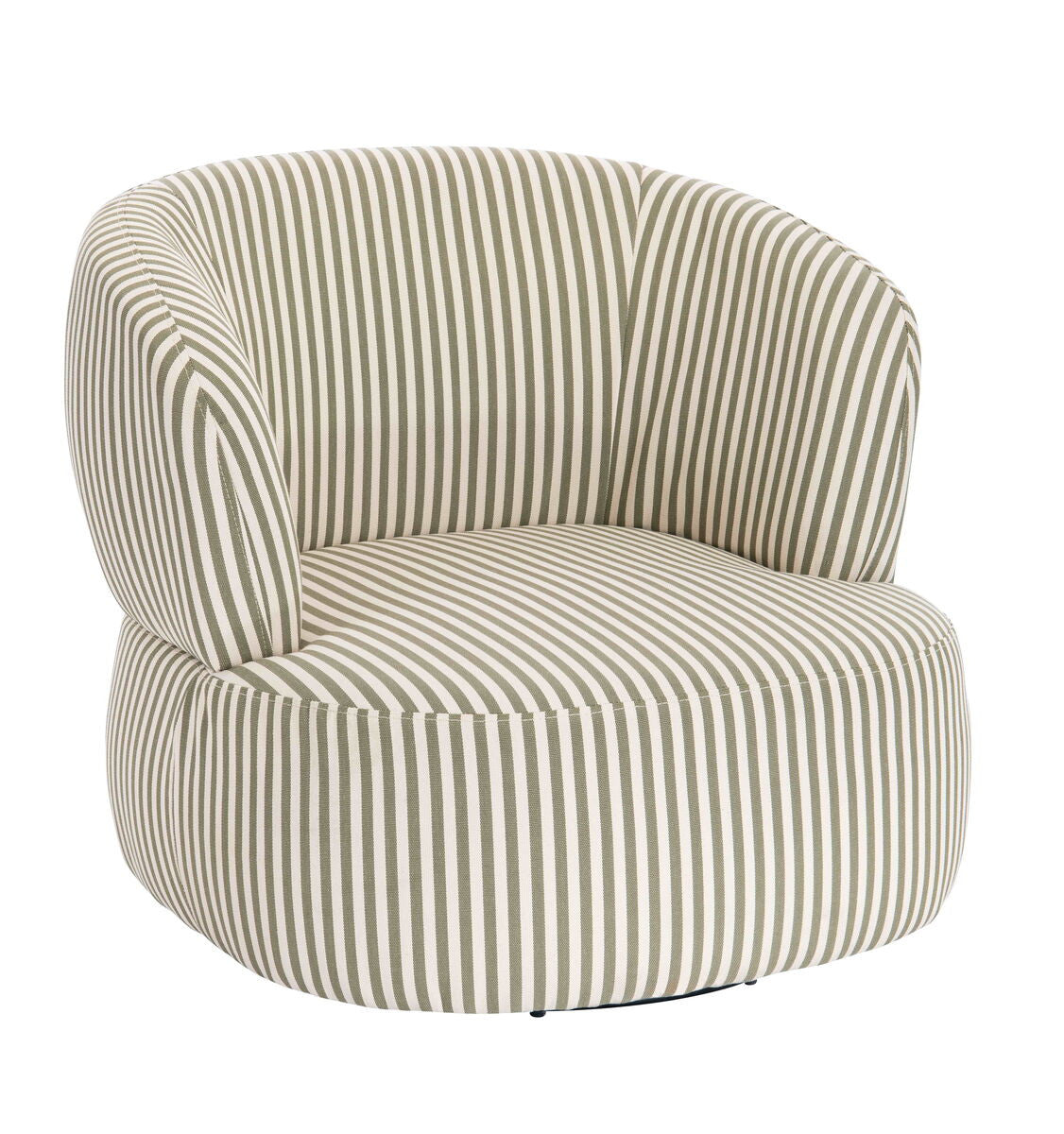 Parsac Olive Green and White Stripe Swivel Lounge Chair