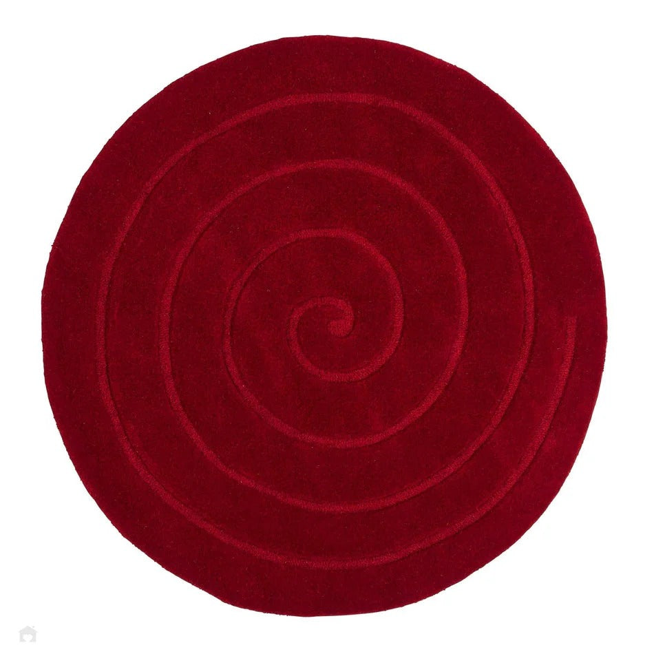 Think Rugs Hand Tufted Wool Collection - Spiral Red
