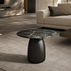 Basilca Side Table - Matte Black Marble