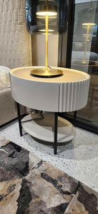 Avola Bedside Table - Matte Beige