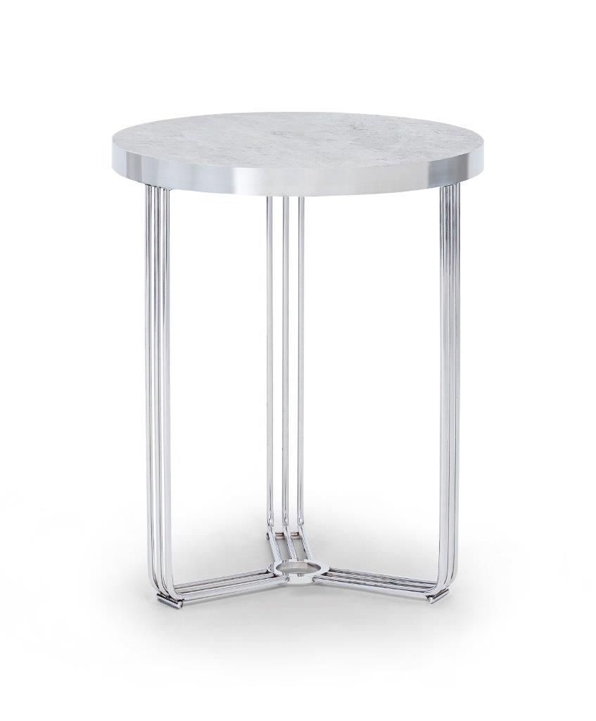 Gillmore Space Finn Collection Circular Side Table with Polished Chrome Frame