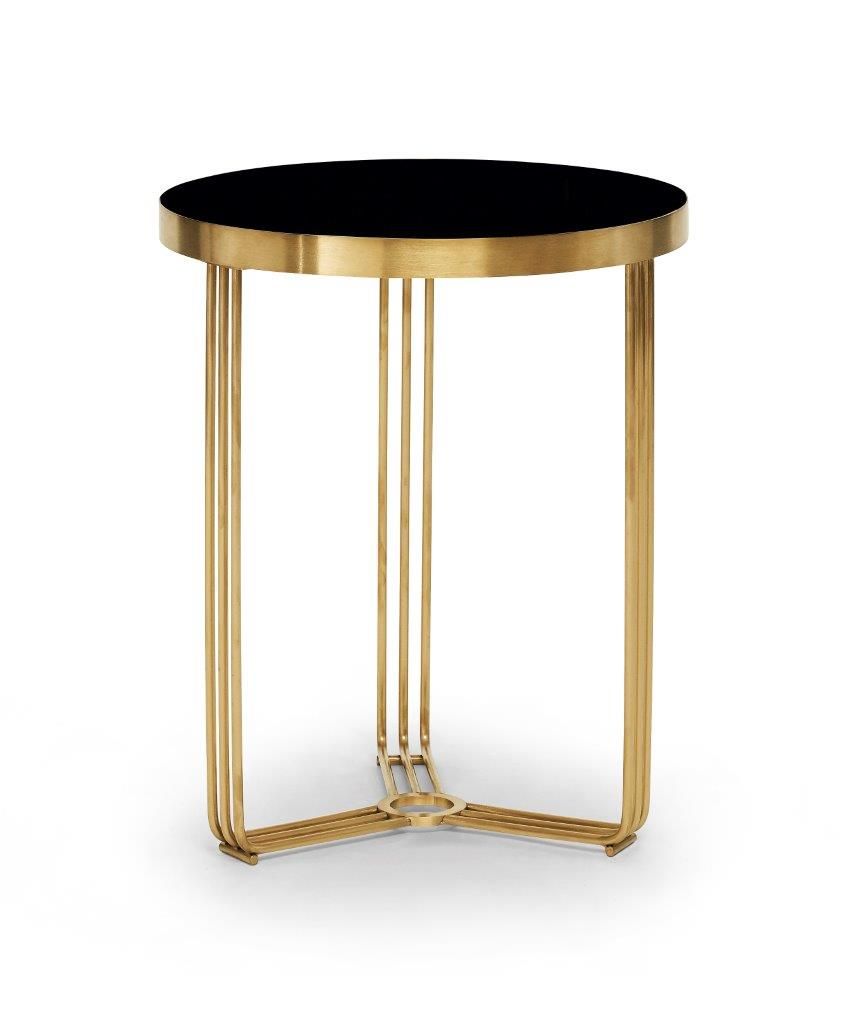 Gillmore Space Finn Collection Circular Side Table with Brushed Brass Frame
