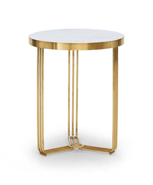 Gillmore Space Finn Collection Circular Side Table with Brushed Brass Frame