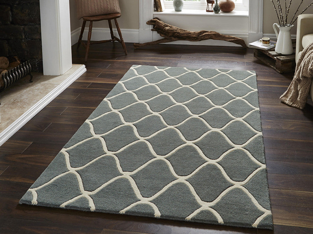 Think Rugs Hand Tufted Wool Collection - Elements EL 65 Blue
