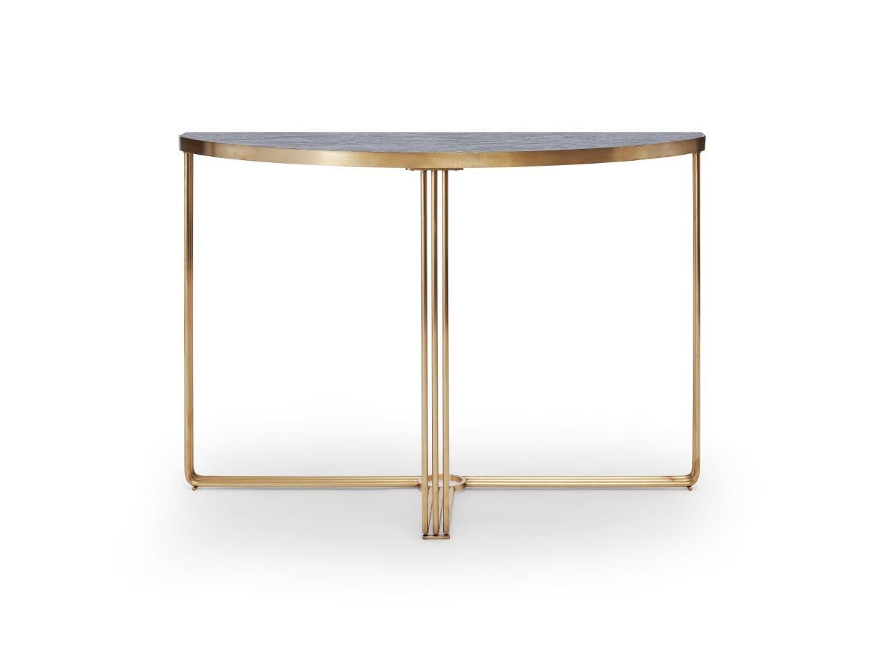 Gillmore Space Finn Collection Demi Lune Console Table with Brushed Brass Frame