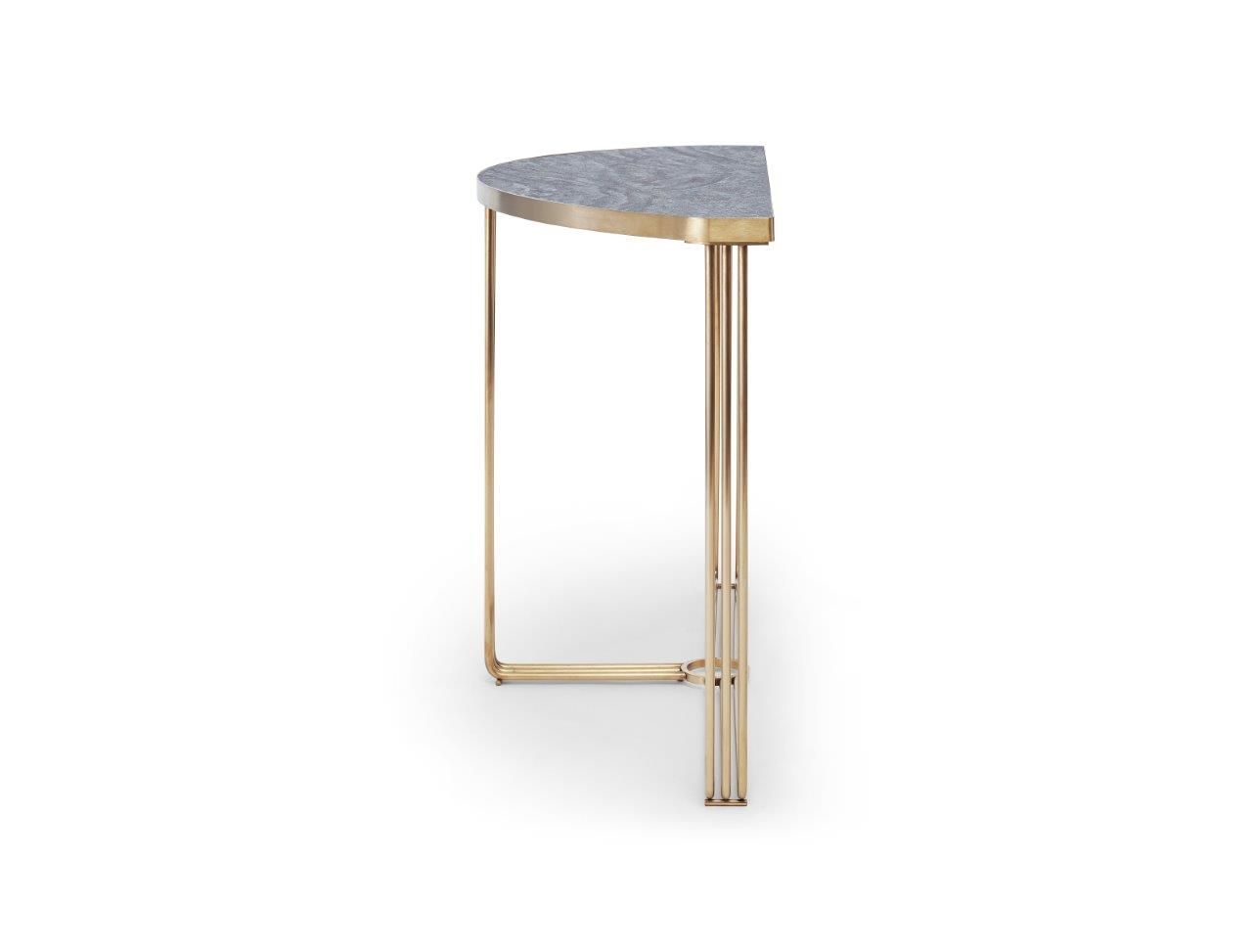 Gillmore Space Finn Collection Demi Lune Console Table with Brushed Brass Frame