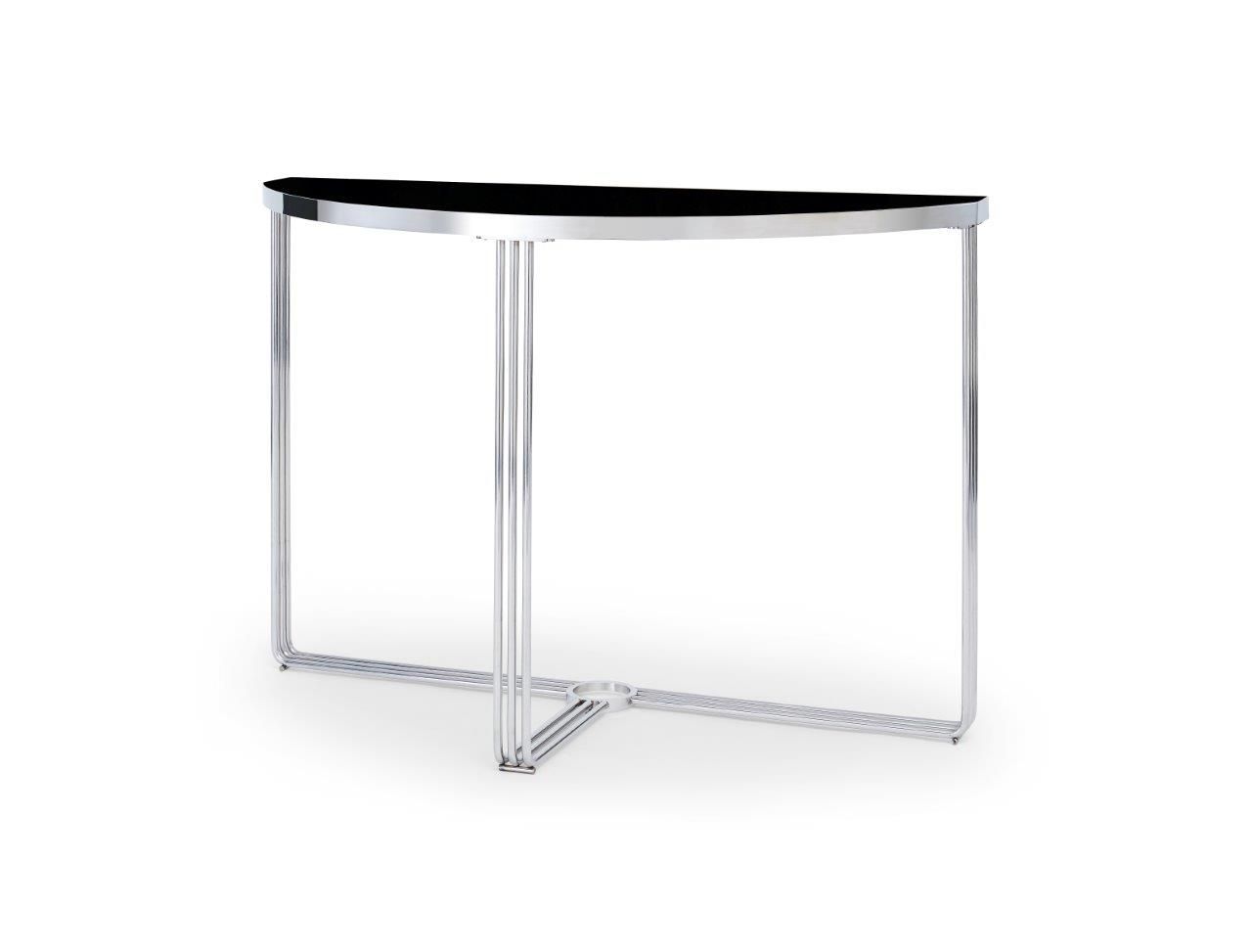 Gillmore Space Finn Collection Demi Lune Console Table with Polished Chrome Frame