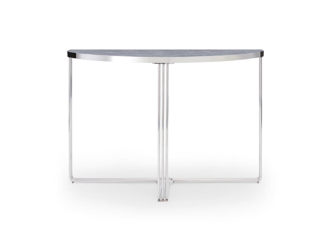 Gillmore Space Finn Collection Demi Lune Console Table with Polished Chrome Frame