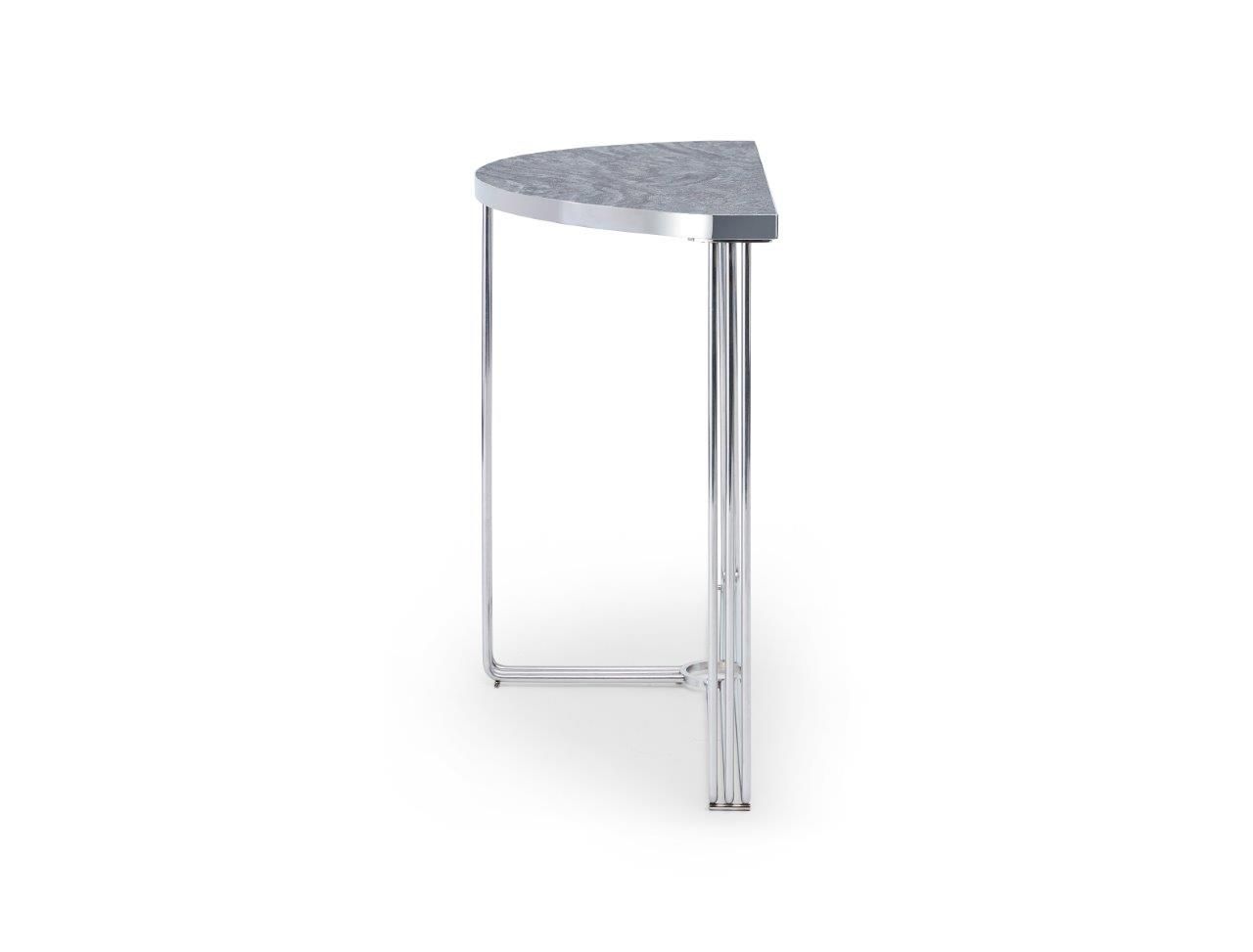 Gillmore Space Finn Collection Demi Lune Console Table with Polished Chrome Frame
