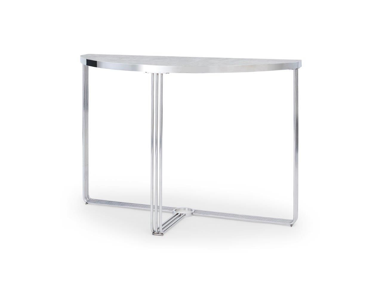 Gillmore Space Finn Collection Demi Lune Console Table with Polished Chrome Frame