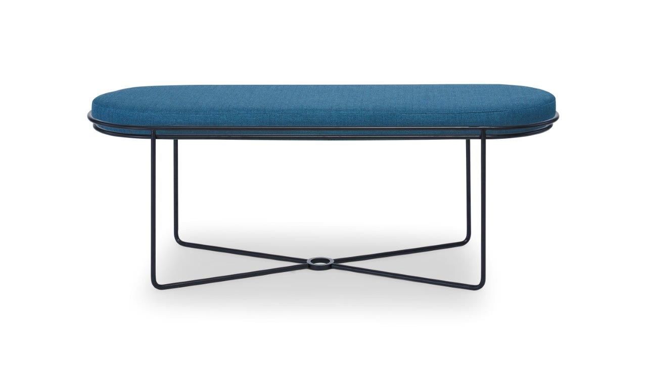 Gillmore Space Finn Collection Ottoman with Upholstered Top and Matt Black Frame