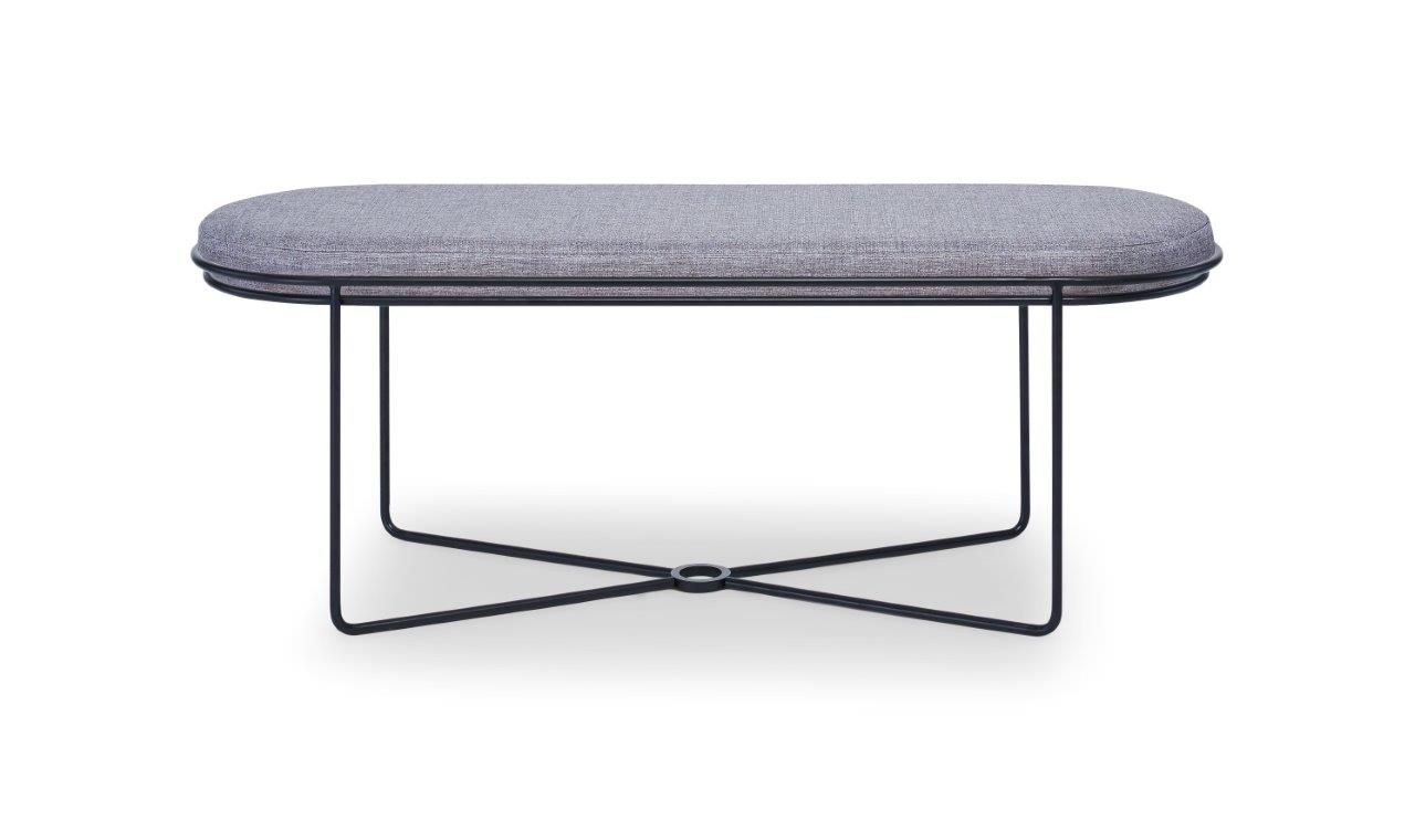 Gillmore Space Finn Collection Ottoman with Upholstered Top and Matt Black Frame