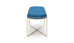 Gillmore Space Finn Collection Ottoman with Upholstered Top and Brushed Brass Frame