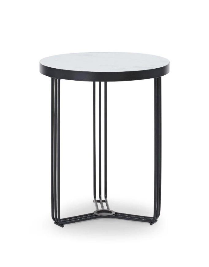 Gillmore Space Finn Collection Circular Side Table with Matt Black Frame