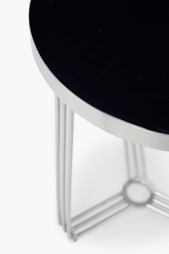 Gillmore Space Finn Collection Circular Side Table with Polished Chrome Frame