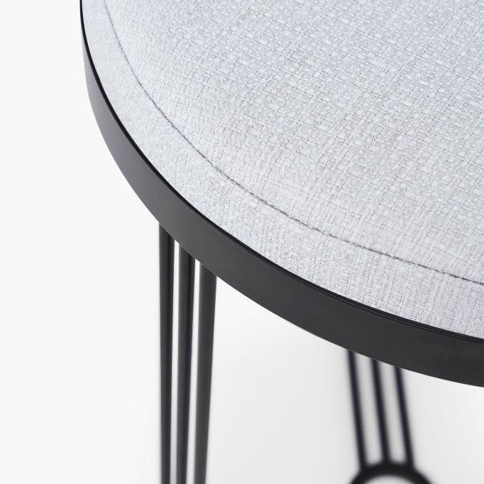 Gillmore Space Finn Collection Circular Side Table/Stool with Upholstered Top and Matt Black Frame