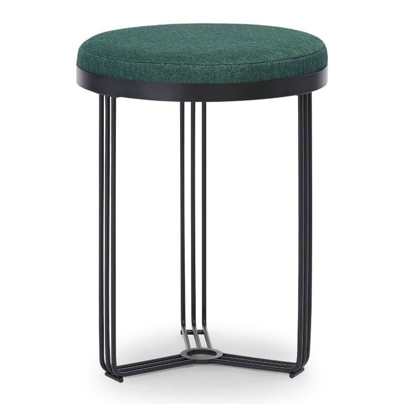 Gillmore Space Finn Collection Circular Side Table/Stool with Upholstered Top and Matt Black Frame