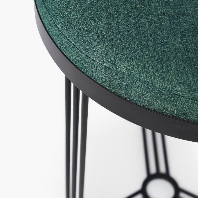 Gillmore Space Finn Collection Circular Side Table/Stool with Upholstered Top and Matt Black Frame