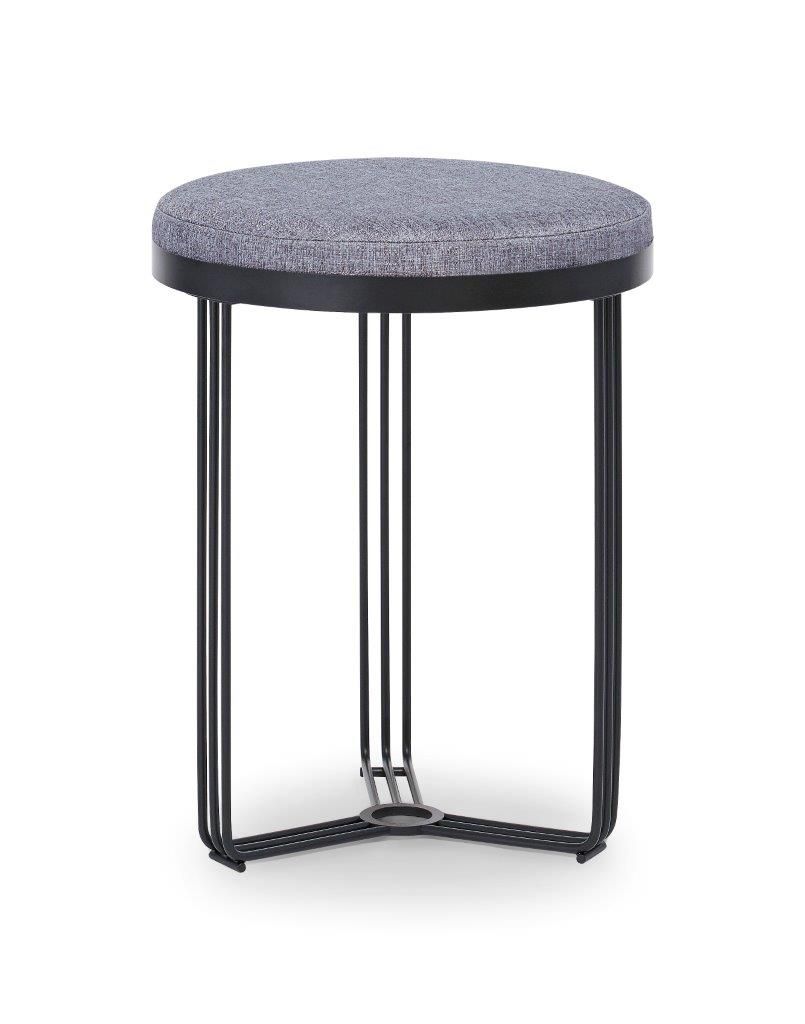 Gillmore Space Finn Collection Circular Side Table/Stool with Upholstered Top and Matt Black Frame