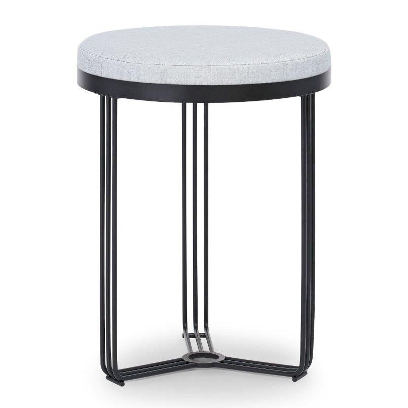 Gillmore Space Finn Collection Circular Side Table/Stool with Upholstered Top and Matt Black Frame