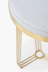 Gillmore Space  Finn Collection Circular Side Table/Stool with Upholstered Top and Brushed Brass Frame