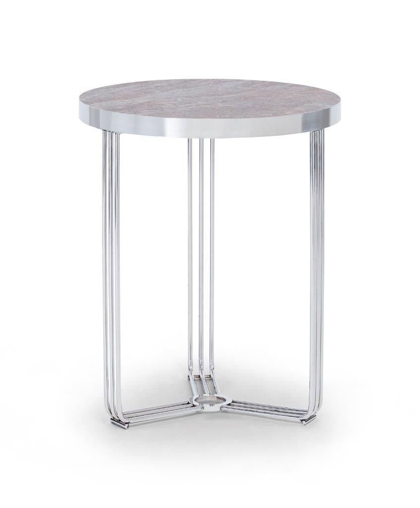 Gillmore Space Finn Collection Circular Side Table with Polished Chrome Frame