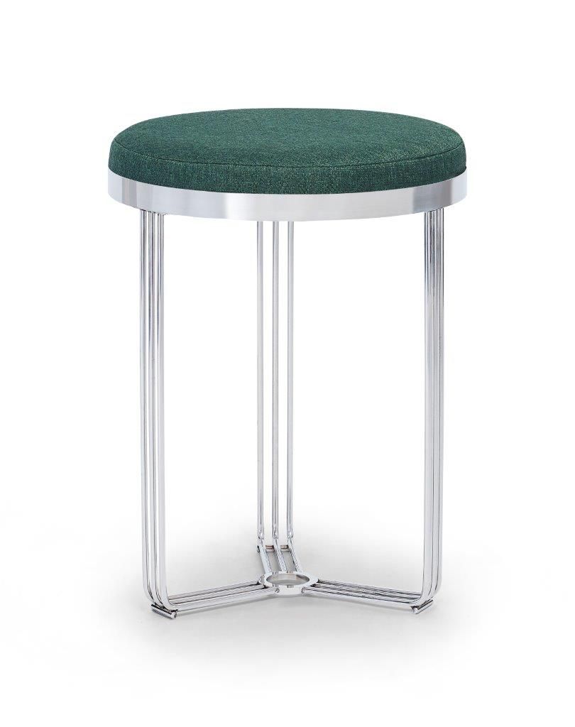 Gillmore Space Finn Collection Circular Side Table/Stool with Upholstered Top and Polished Chrome Frame