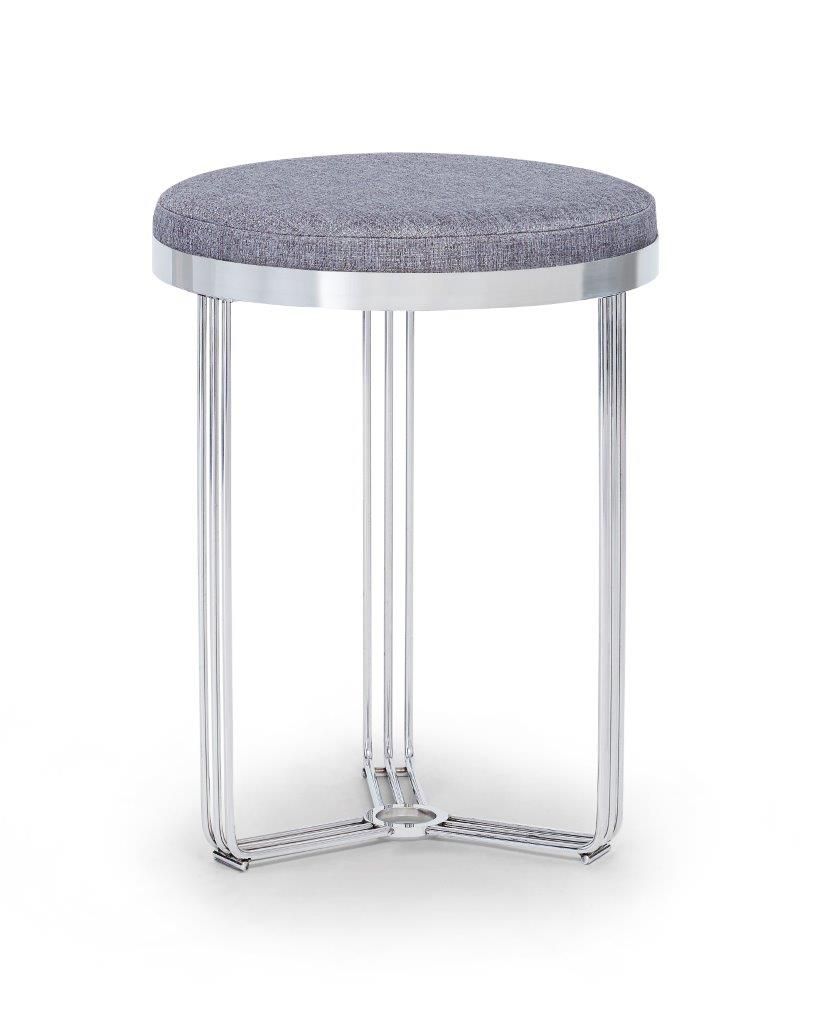Gillmore Space Finn Collection Circular Side Table/Stool with Upholstered Top and Polished Chrome Frame
