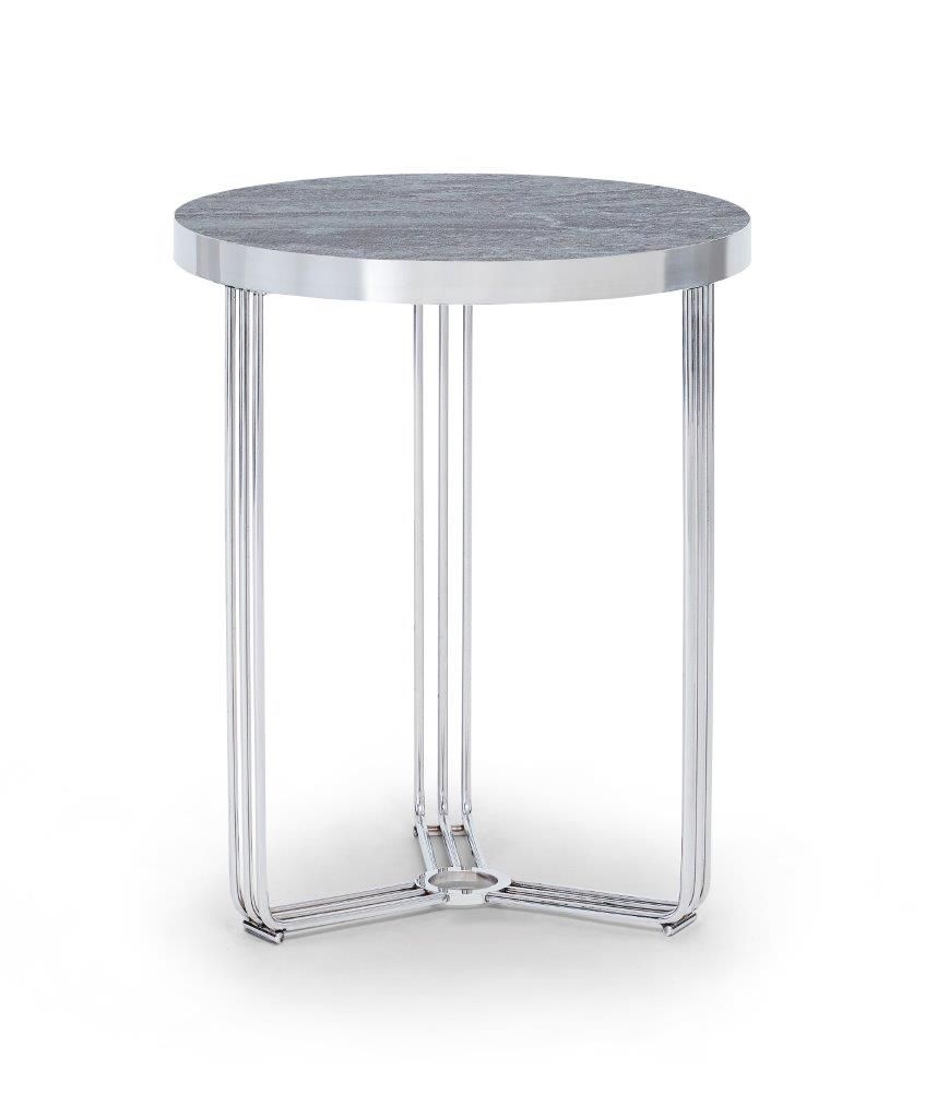 Gillmore Space Finn Collection Circular Side Table with Polished Chrome Frame