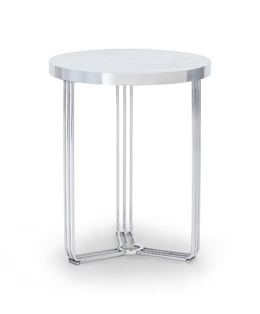 Gillmore Space Finn Collection Circular Side Table with Polished Chrome Frame