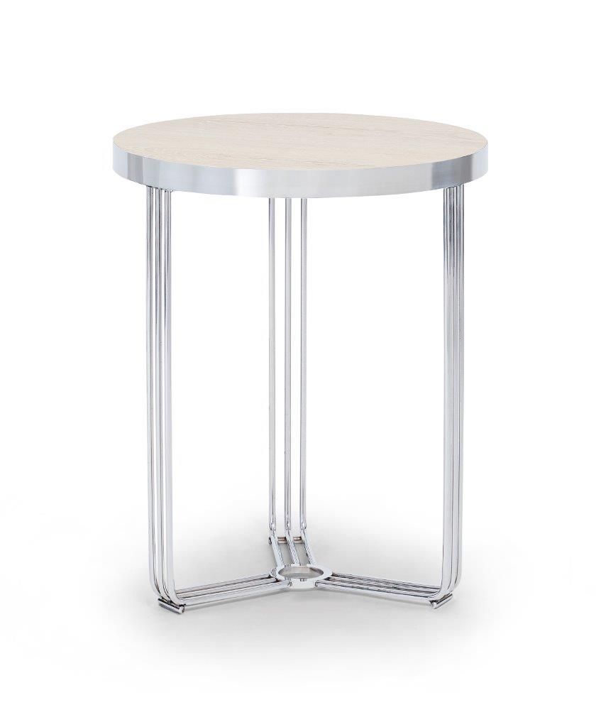 Gillmore Space Finn Collection Circular Side Table with Polished Chrome Frame