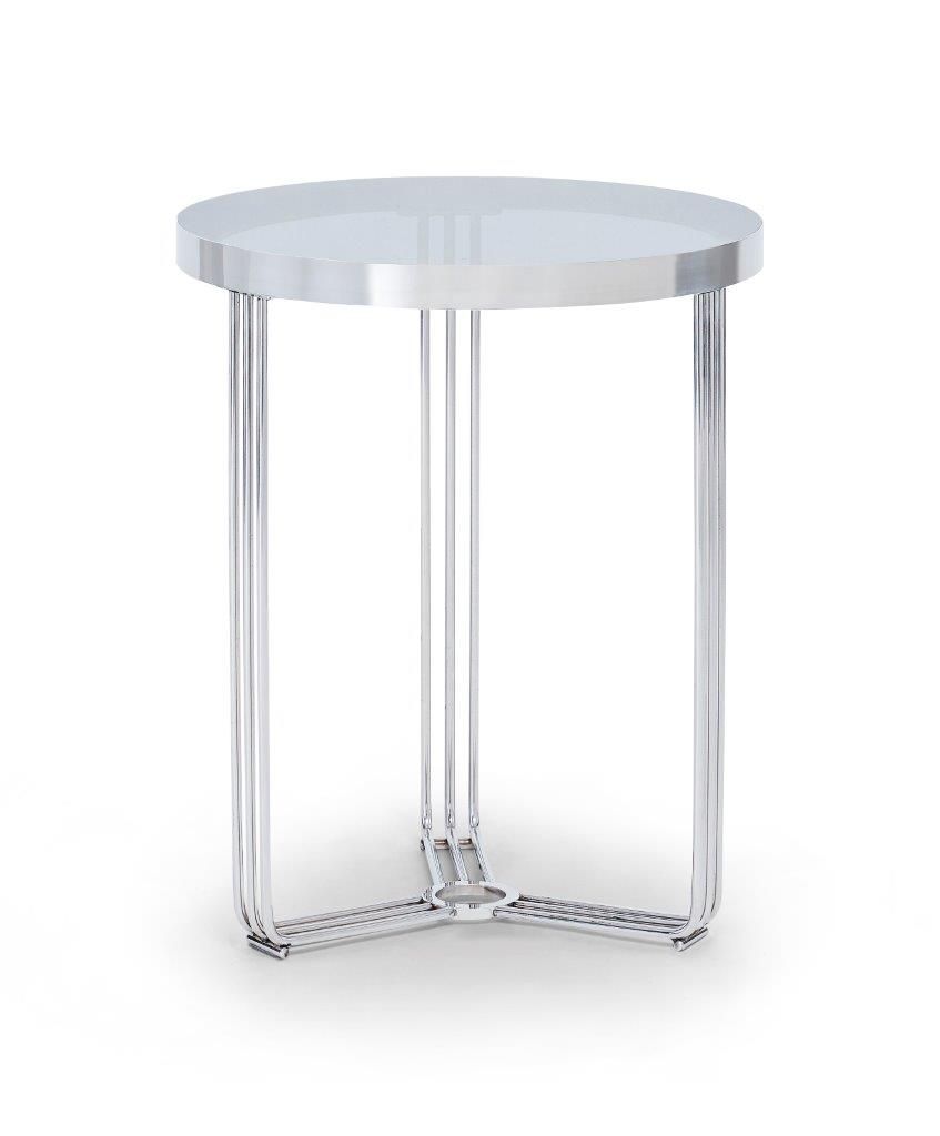 Gillmore Space Finn Collection Circular Side Table with Polished Chrome Frame