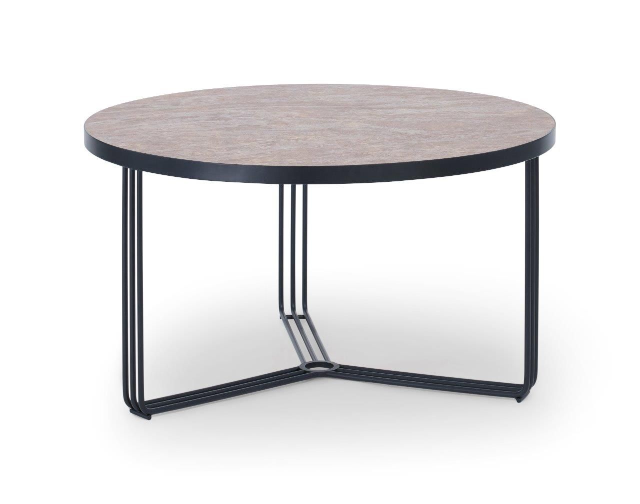 Gillmore Space Finn Collection Small Circular Coffee Table with Matt Black Frame