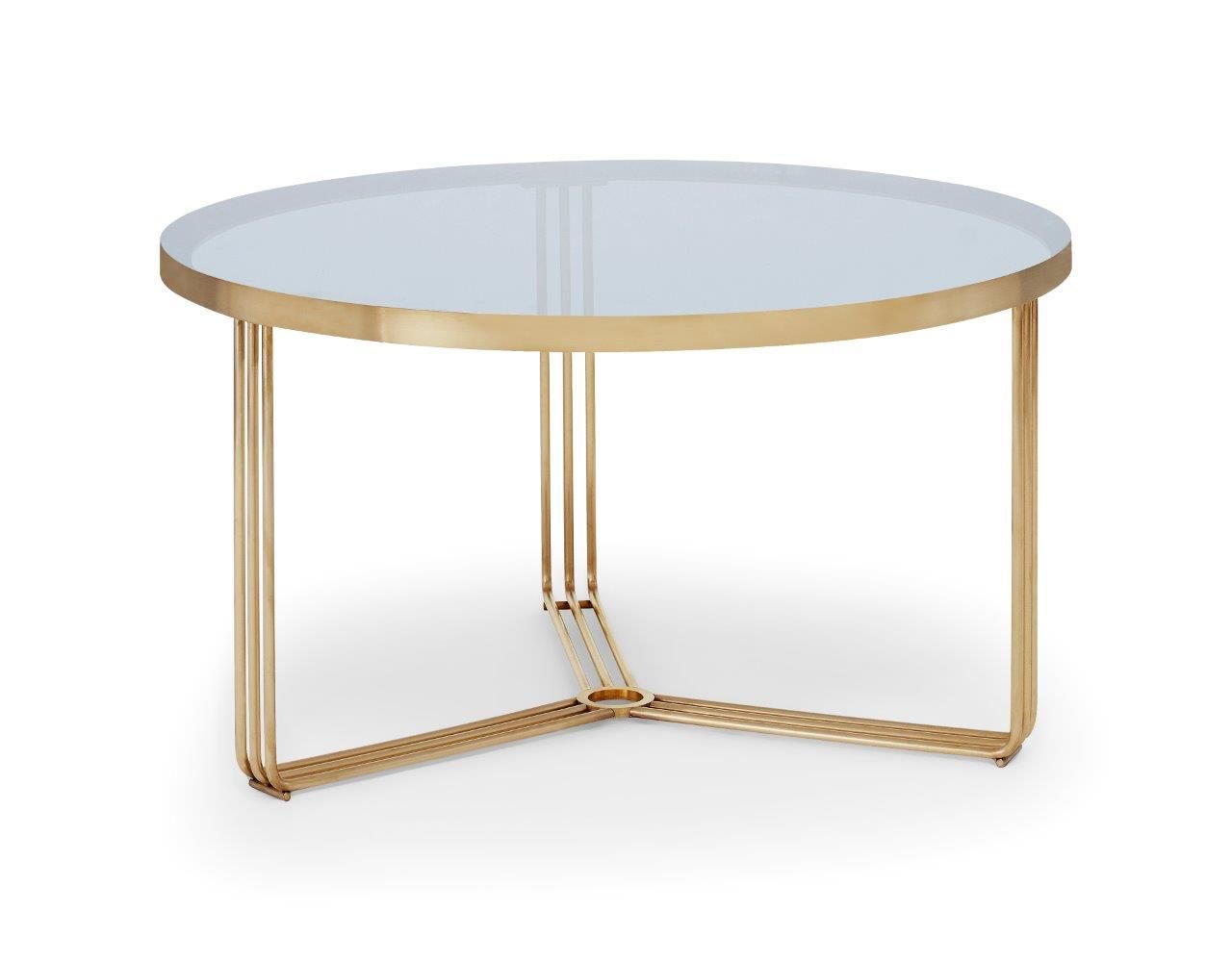 Gillmore Space Finn Collection Small Circular Coffee Table with  Brass Frame