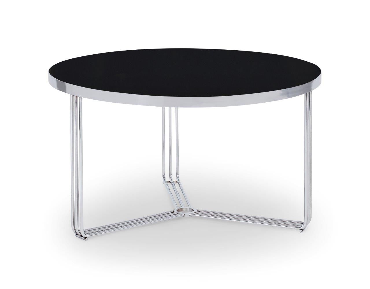 Gillmore Space Finn Collection Small Circular Coffee Table with Polished Chrome Frame