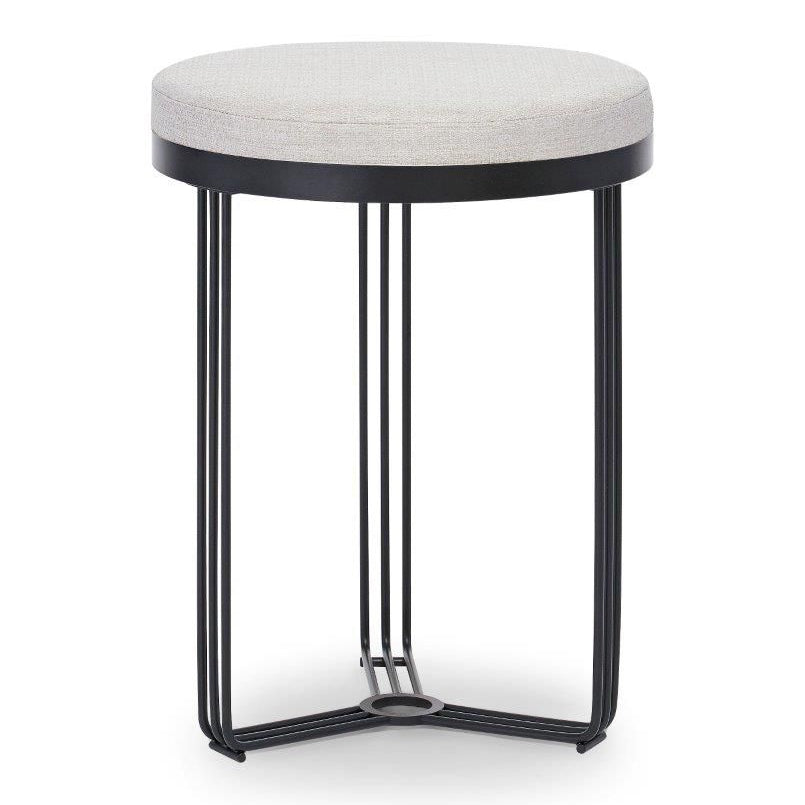 Gillmore Space Finn Collection Circular Side Table/Stool with Upholstered Top and Matt Black Frame